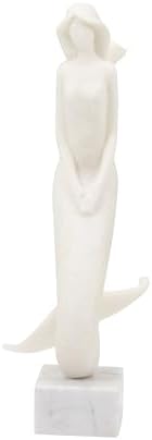 White Marble Mermaid Statue 14 Inch Home Decor 1