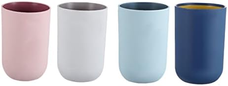 LABRIMP Toothbrush Cups 4 Pack Plastic Mugs Modern Minimalist Design