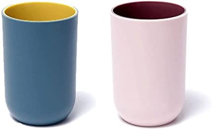 RabyLeo Unbreakable Reusable Cups Set of 2 Light Pink Navy Blue