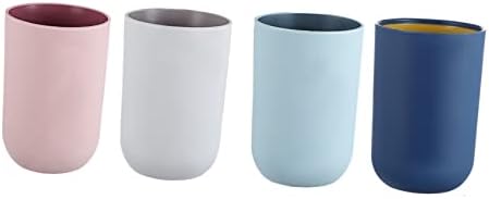 Unomor 4pcs Simple Style Toothbrush Tumblers with Curved Edges