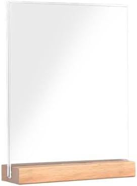 Acrylic Table Sign Menu Holder with Wood Base