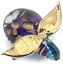 Tiny 2 Inch Blue Gold Dotted Whale Figurine