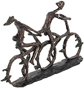Deco 79 Polystone People Statue with Bike Brass
