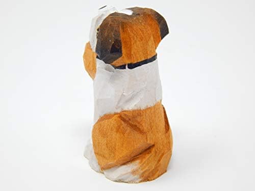 Selsela St Bernard Wooden Figurine - 25 Inch Hand-Carved Rescue Dog Statue