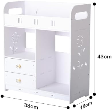 CDAR White Bathroom Cabinet Wall Mounted with 2 Drawers Shelves