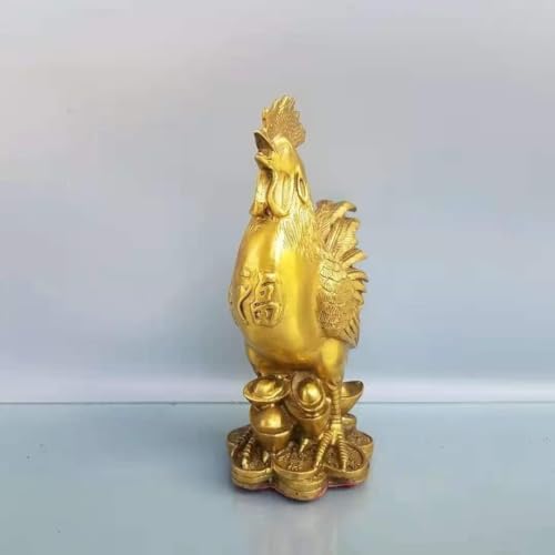 Julrybox Copper Chicken Zodiac Statue Decor