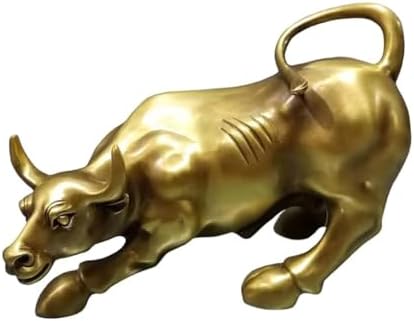 Julrybox Chinese Golden Bull Brass Figurine Feng Shui Ornament 1