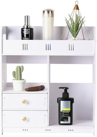 Wall Cabinet with 2 Drawers - White Bathroom Organizer