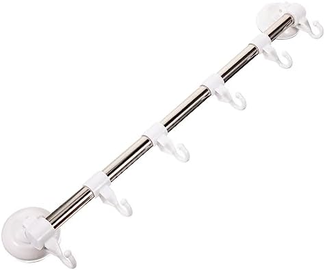 Vaguelly Stainless Steel Suction Cup Towel Rack 6 Hooks No Drill