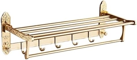 Foldable Bathroom Towel Rack with 7 Hooks and Carved Design