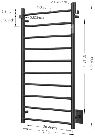 PBhusri 10-Bar Heated Towel Rack with Timer and LED Indicator