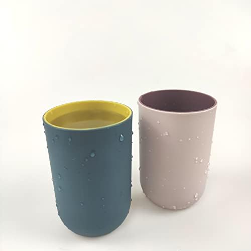 RabyLeo Unbreakable Reusable Cups Set of 2 Light Pink Navy Blue