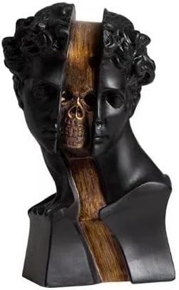 Creative Retro Minimalist David Bust Sculpture with Gold Skull Design