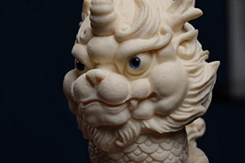 White Feng Shui Foo Dog Statue Ivory Fruit Finish Kylin Sculpture