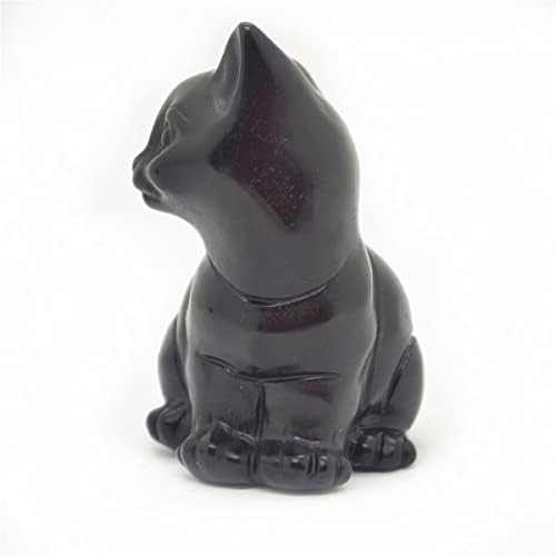 Natural Obsidian Cat Skull Reiki Healing Statue