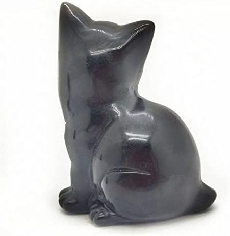 Natural Obsidian Cat Skull Reiki Healing Statue