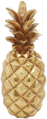 Deco 79 Gold Pineapple Polystone Sculpture 7x7x18