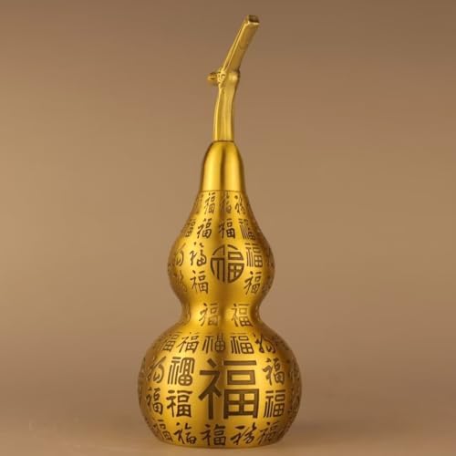 Chinese Gourd Feng Shui Charm Brass Sculpture Decor