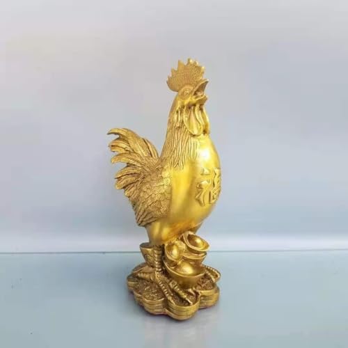 Julrybox Copper Chicken Zodiac Statue Decor