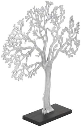 Deco 79 Silver Black Tree Sculpture Home Decor Statue