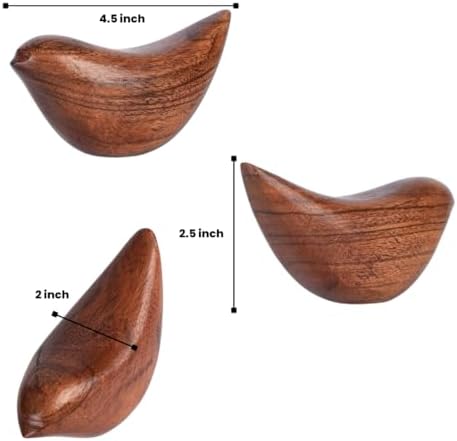 Handcrafted Acacia Wood Birds Sculpture Set of 2
