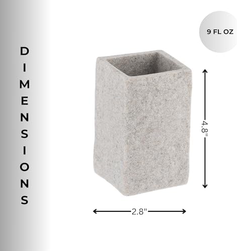 Square Resin Stone Effect Toothbrush Holder Gray
