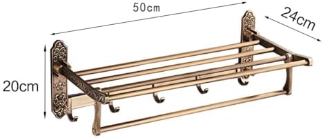 Foldable Bathroom Towel Rack with 7 Hooks and Carved Design