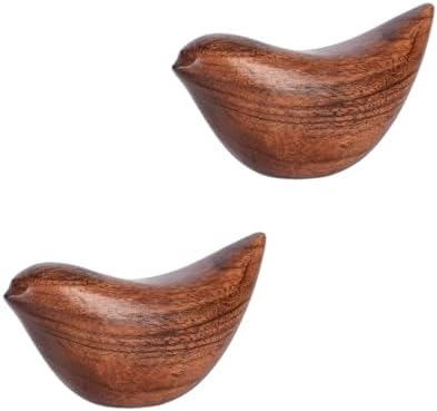 Handcrafted Acacia Wood Birds Sculpture Set of 2