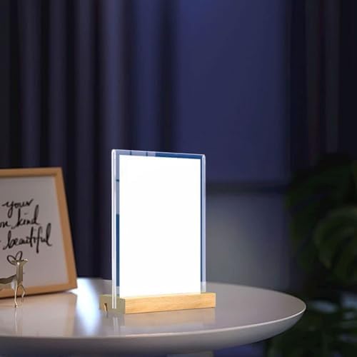 Acrylic Table Sign Menu Holder with Wood Base