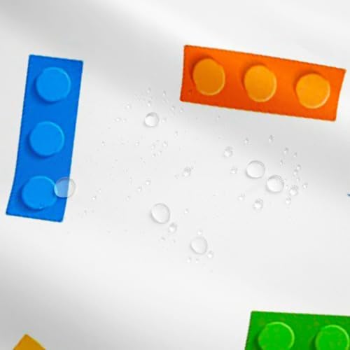 Erosebridal 3D Building Blocks Shower Curtain Set