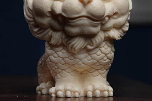 White Feng Shui Foo Dog Statue Ivory Fruit Finish Kylin Sculpture