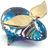 Tiny 2 Inch Blue Gold Dotted Whale Figurine