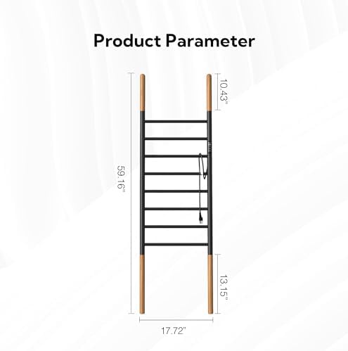 PBhusri 8-Bar Towel Warmer Stand Matte Black Wall-Mounted Electric Drying Rack