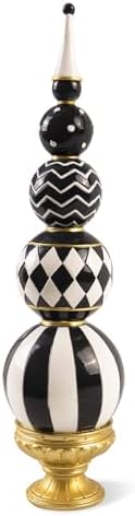Bechivie Black and White Checkered Resin Sphere Decor Sculpture
