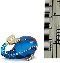 Tiny 2 Inch Blue Gold Dotted Whale Figurine