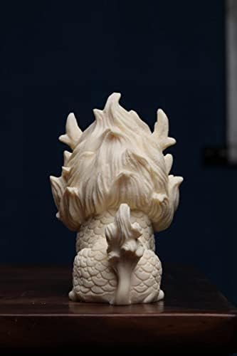 White Feng Shui Foo Dog Statue Ivory Fruit Finish Kylin Sculpture