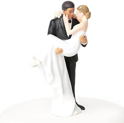 Interracial Wedding Cake Topper Bride and Groom 6 Inches Porcelain Figurine