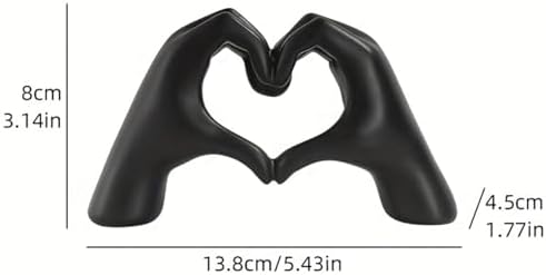 Art Deco Resin Heart Finger Sculpture Black