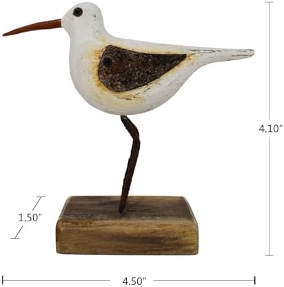 Hand Carved Wooden Seagull Nautical Decor Statue