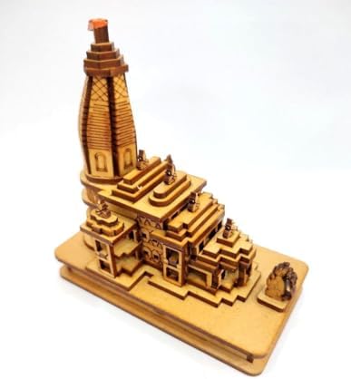 Handcrafted Wooden Ram Mandir Showpiece for Home Dcor 1