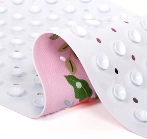 Denifeiya Pink Floral Non Slip Bathtub Mat for Kids