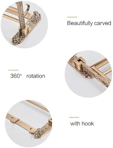 Foldable Bathroom Towel Rack with 7 Hooks and Carved Design