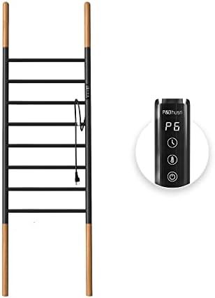 PBhusri 8-Bar Towel Warmer Stand Matte Black Wall-Mounted Electric Drying Rack