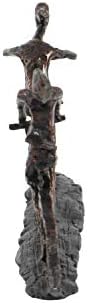 Deco 79 Polystone People Statue with Bike Brass