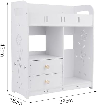 Wall Cabinet with 2 Drawers - White Bathroom Organizer