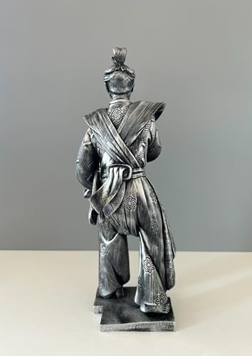 Japanese Samurai Statue - 33cm Silver Bust Sculpture