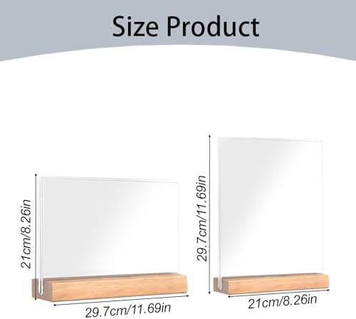 Acrylic Table Sign Menu Holder with Wood Base