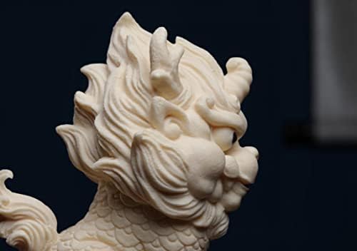 White Feng Shui Foo Dog Statue Ivory Fruit Finish Kylin Sculpture