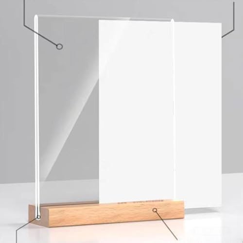 Acrylic Table Sign Menu Holder with Wood Base