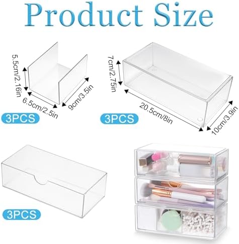 3 Packs Medicine Cabinet Organizer with 3 Drawers and Removable Dividers 1